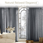 Jolilight Dark Gray Curtains for Living Room Back Tab Modern Farmhouse Semi Sheer Gray Curtains 90 inches Long 2 Panels Set Muted Neutral Window Curtain for Dining Room Bedroom 52x90