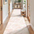 Restydon 2x12 Runner Rug, Long Hallway Rugs for Dining Room, Living Room, Bedroom, Machine Washable Kitchen Carpet Runner with Rubber Backing, Soft Low Pile Indoor Rug(2'x12', Pink/White)