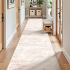 Restydon 2x12 Runner Rug, Long Hallway Rugs for Dining Room, Living Room, Bedroom, Machine Washable Kitchen Carpet Runner with Rubber Backing, Soft Low Pile Indoor Rug(2'x12', Pink/White)