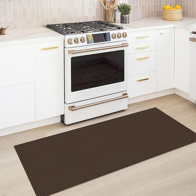 KOZYFLY Runners for Hallways 2x5 ft Washable Kitchen Runner Non Slip Rubber Backed Hall Runners Cotton Entryway Runner Rugs Floor Carpet for Indoor Backdoor Bedroom Kitchen, Brown/Dark Brown