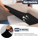Patio Stretch Cushion Covers, Chair Cushion Covers& Sofa Replacement Slipcovers for Patio Furniture Cushion Covers, Washable Reusable Furniture Protector (4, Black)
