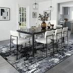 Washable Area Rugs 6'x9' Non-Slip Modern Abstract Soft for Living Room Entryway Bedroom Nursery, Print Pattern, Black Navy Blue Gray