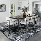 RELEANY Washable 8'x10' Abstract Area Rug for Living Room Black White