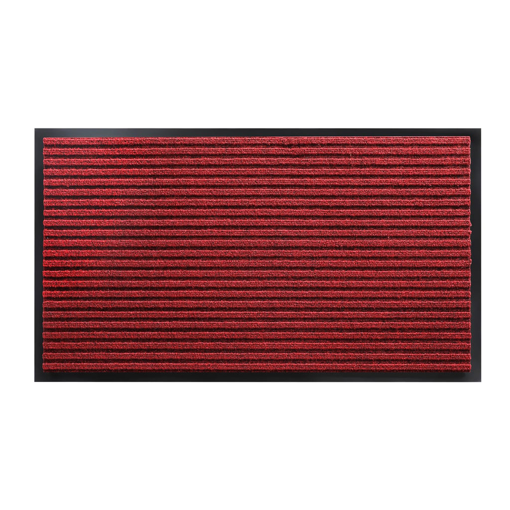 Yimobra Front Door Mat Outdoor Indoor Entrance, 100% Waterproof All-Season All Weather Doormat, Welcome Matt Outside Entry, Non Slip, Low Profile, Heavy Duty Patio Porch Floor Mats,36 x 17,Black Red