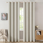 MIULEE Linen Texture Curtains for Bedroom Light Cream 100% Blackout Thermal Insulated Linen Curtains Grommet Room Darkening Draperies for Living Room Nursery 52x96 Inch (2 Panels)