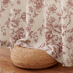 jinchan Red Floral Linen Light Filtering Curtains for Living Room 96 Inches Long