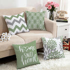 Hexagram Geometric Sage Green Pillow Covers 18x18 Set of 4, Decorative Outdoor Boho Modern Throw Pillow Covers, Home Sweet Home Farmhouse Cushion Case for Couch Sofa Bedroom Indoor Decor(No Insert)