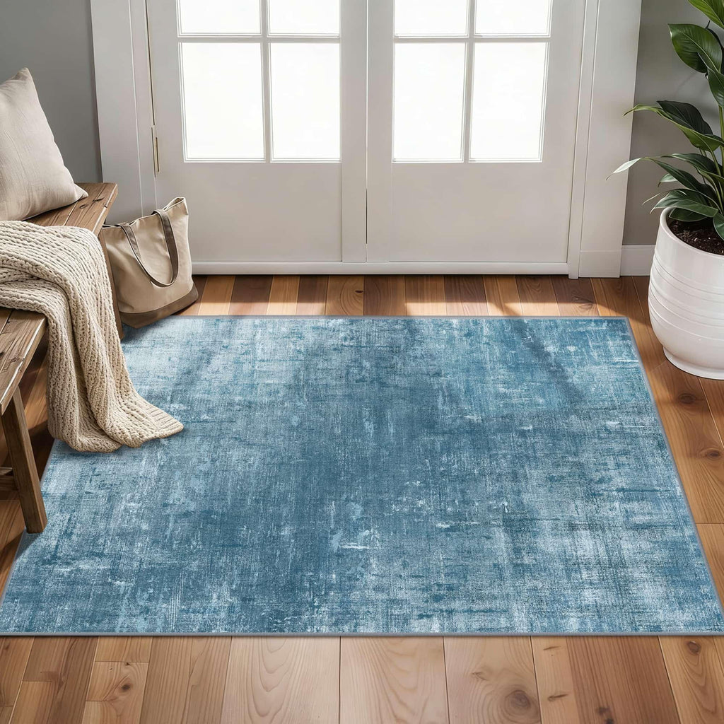 Latte&Fog 2x3 Entryway Rug Small Modern Abstract Door Mat, Blue