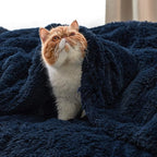 Bedsure GentleSoft Fluffy Navy Blue Blankets Queen Size for Bed, Thick Sherpa Fleece Faux Fur Fuzzy Plush Winter Warm Soft Full Queen Blankets, Bedroom Decor Blue Gifts for Women Men, 90x90