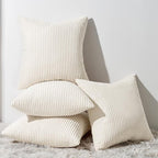 Topfinel Decorative Beige Throw Pillow Covers Cushion Cases, Set of 4 Soft Velvet Modern Double-Sided Designs, Natural Home Decor, Pillow Inserts Not Included (16x16 inch)