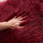 EasyJoy Ultra Soft Fluffy Shaggy Area Rug Faux Fur Rug Chair Cover Seat Pad Fuzzy Area Rug for Bedroom Floor Sofa Living Room (2 x 4 ft Sheepskin, Burgundy)