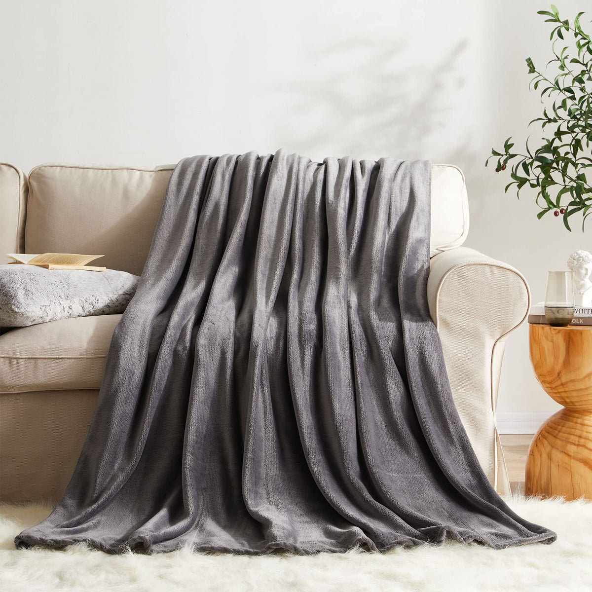 KMUSET Brown Throw Blanket Twin Size - Warm Cozy Soft Lightweight Blankets All Seasons Suitable 60 x 80 inches