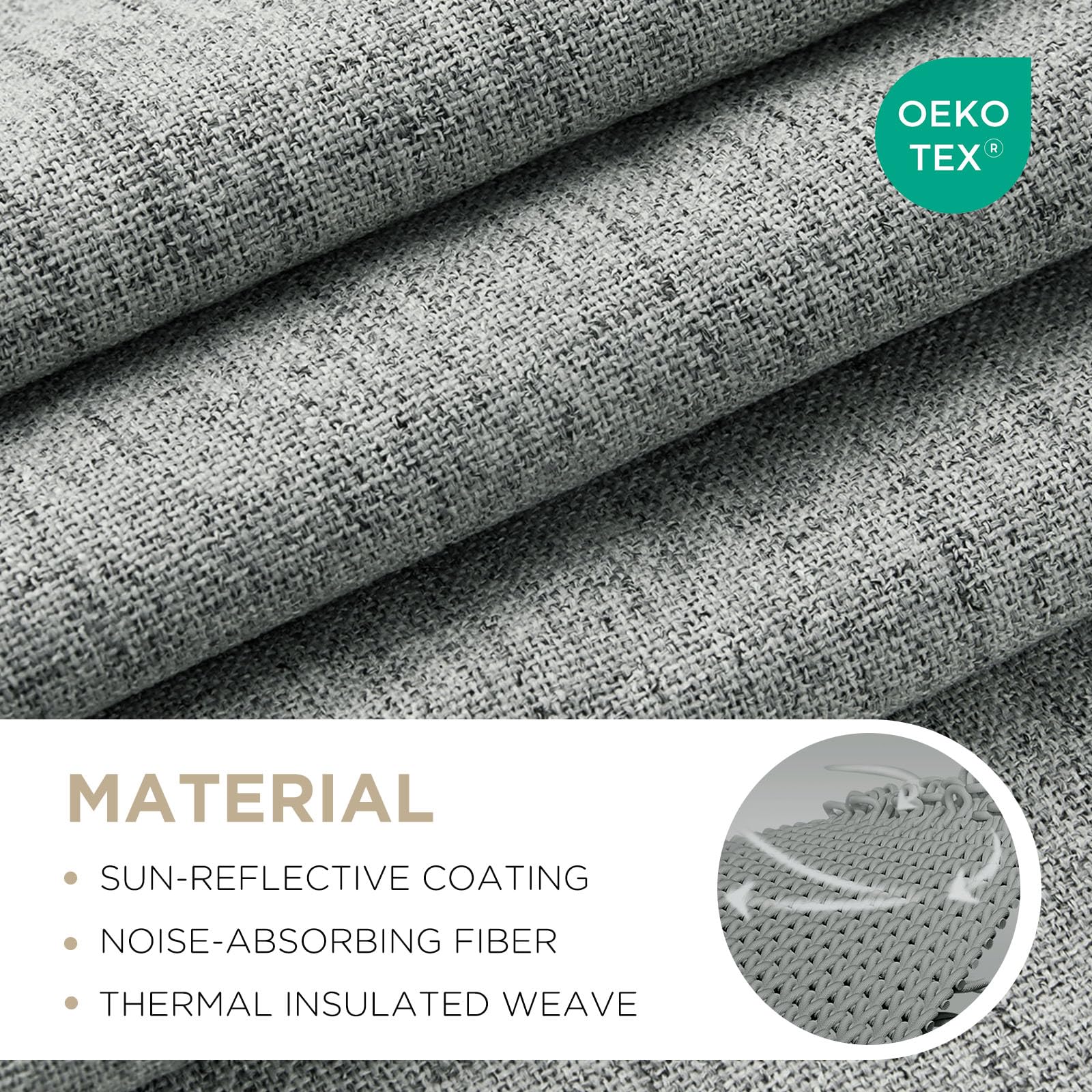 Joydeco Blackout Curtains for Bedroom - 100% Light Blocking 2 Panels Light Grey Drapes 37" W x 96" L, Thermal Insulated Room Darkening Curtains, Linen Textured for Living Room, Rod Pocket & Back Tabs