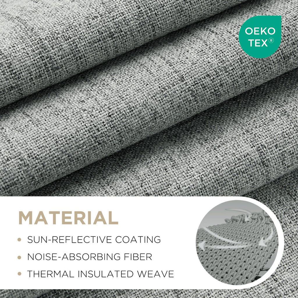 Joydeco Linen Blackout Curtains for Bedroom - 100% Light Blocking 1 Panels, Light Grey Drapes 100" W x 90" L, Thermal Insulated Room Darkening Curtains for Living Room, Rod Pocket & Back Tabs