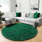 ONASAR Dark Green Round Area Rugs 6ft, Ultra Soft Bedroom Circle Rug for Kids Girls Teen Room, Furry Plush Shaggy Carpet Floor Mat for Baby Nursery Living Room Playroom Dorm Home Decor