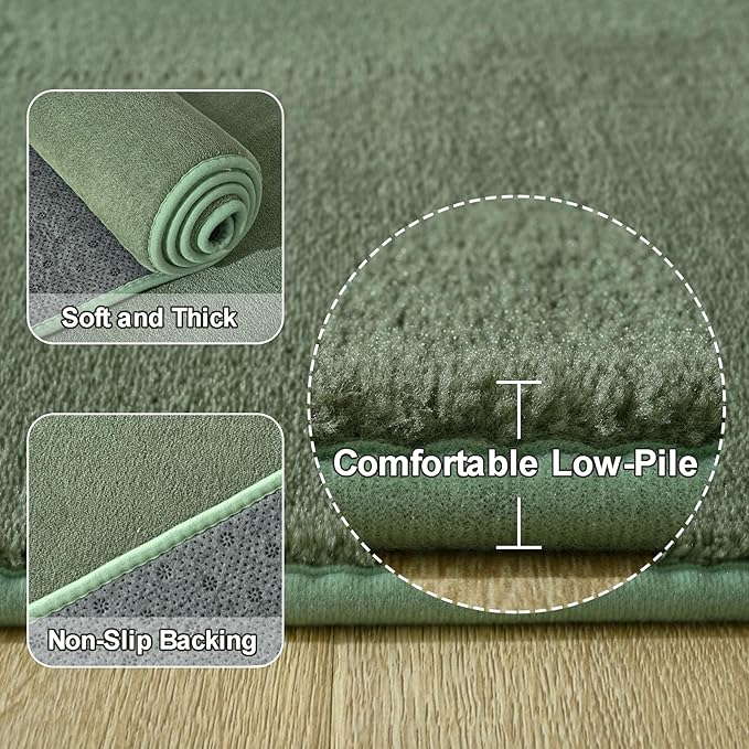 Amearea Large Modern Area Rugs for Bedroom Living Room, 6x9 Feet Sage Green Thickened Memory Foam Rug, Fluffy Indoor Washable Rugs Non Slip Minimalist Carpet for Boys Girls Dorm Nursery Room Decor