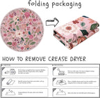 Rugcomf Round Rug 4ft Washable Circle Rug Non Slip Low Pile Boho Floral Small Circular Rug for Bedroom, Bathroom, Entryway, Kids Room, Office, College Dorm(Pink)