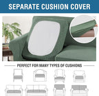 H.VERSAILTEX 4 Piece Stretch Sofa Covers for 3 Cushion Couch Covers for Living Room Furniture Slipcovers (Base Cover Plus 3 Seat Cushion Covers) Upgraded Thicker Jacquard Fabric (XL Sofa, Loden Frost)