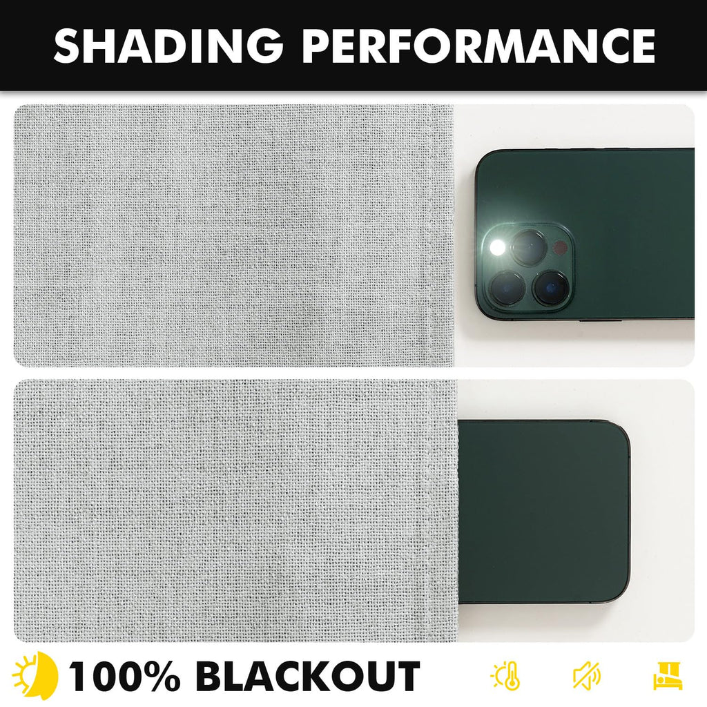 MIULEE 100% Blackout Linen Curtains for Bedroom 42 x 96 Inch Grey 2 Panels