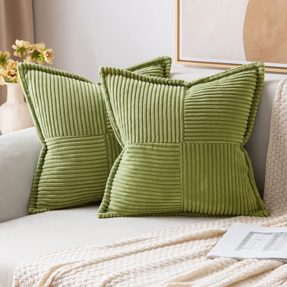 MIULEE Decorative Throw Pillow Covers for Couch 16x16 Inch Dustyblue 2 Pack