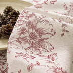 jinchan Lined Linen Blend Curtain Floral Curtains for Living Room 90 Inches Long Farmhouse Red Flower Printed Curtain Rod Pocket Back Tab Peony Patterned Drapes Curtains Set 2 Panels