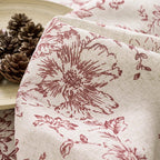 jinchan Red Floral Linen Light Filtering Curtains for Living Room 96 Inches Long