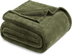 Exclusivo Mezcla Fleece Throw XL Blanket for Couch, Sofa, Super Soft and Warm Olive Green Blankets, All Season, Cozy, Plush, Lightweight, 50x70 Inches