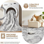 2x3 Entryway Area Rug: Washable Neutral Modern Abstract Small Rug - Non-Slip Low Pile Throw Indoor Carpet for Entrance Kitchen Front Door Mat Bathroom Entry Kids Room - Grey