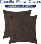 CaliTime Throw Pillow Covers Decorative 22 X 22 Inches Pack of 2 Cozy Chenille Cushion Cases for Couch Sofa Bed Living Room Home Coffee