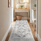 3x6 Washable Hallway Runner Rug - Non Slip Kitchen Runner Rugs with Rubber Backing Vintage Low-Pile Carpet Runners for Entryway Dining Room Laundry Room Home Decor (Distessed Grey)