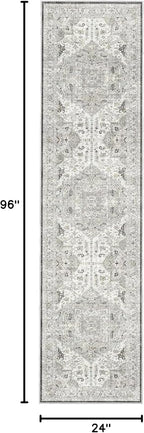 Madane Washable Runner Rug - 2x8 Runners for Hallways Kitchen Non-Slip Runner Rugs Ultra-Thin Laundry Room Rug Throw Carpet Runner for Entrance Living Dinning Room Foyer (Ivory/Brown, 2 x 8)