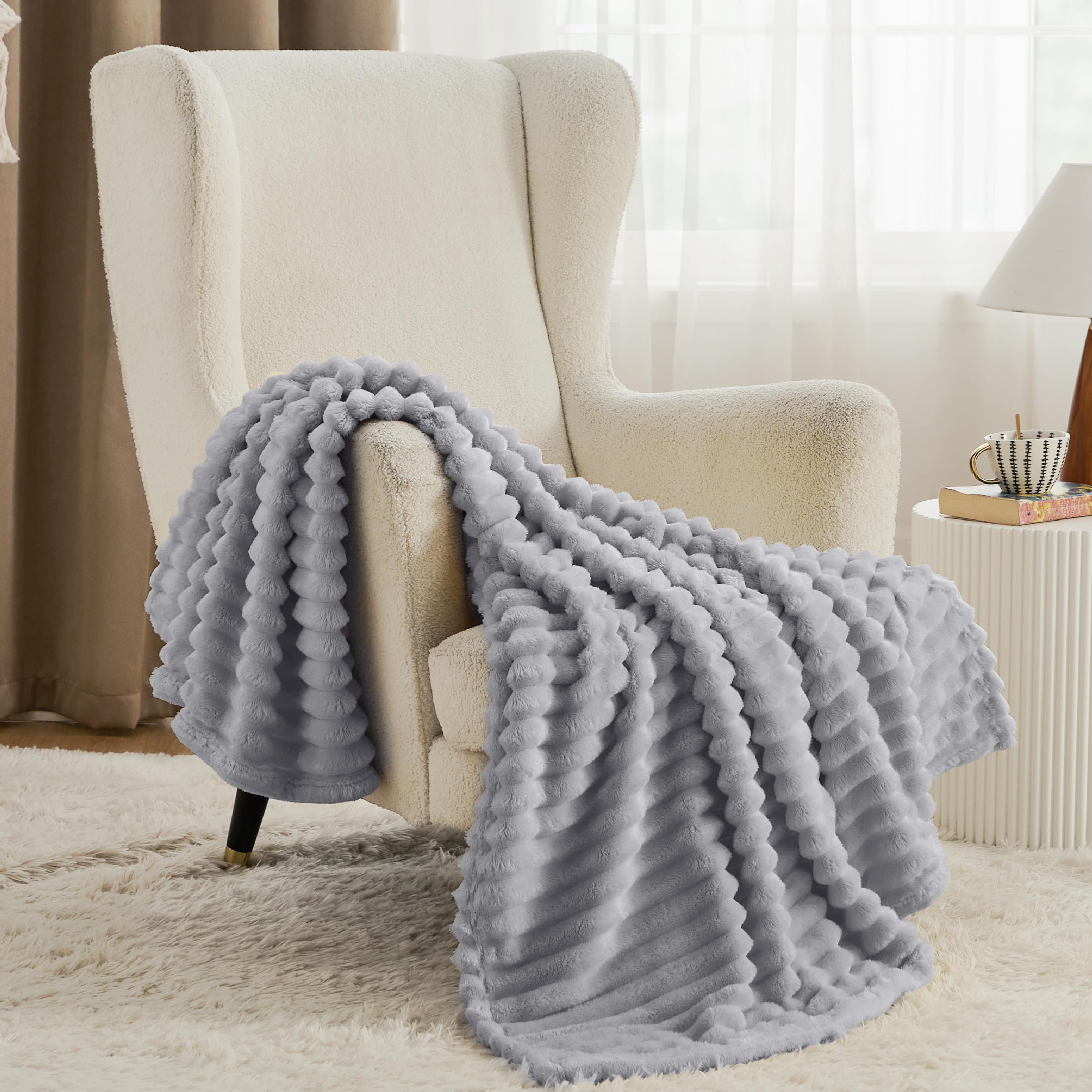 Bedsure Soft Light Grey Throw Blanket for Couch Decor Gifts 50"x70"