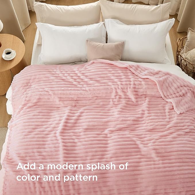 Bedsure Soft King Size Blankets for Bed Coral Pink 108"x90"