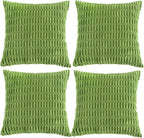Fancy Homi 4 Packs Boho Lime Green Decorative Throw Pillow Covers 20x20 Inch for Couch Bed Sofa, Rustic Modern Farmhouse Home Decor, Soft Plush Corduroy Square Cute Cushion Case 50x50 cm