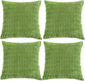 Fancy Homi 4 Packs Boho Lime Green Decorative Throw Pillow Covers 22x22 Inch for Couch Bed Sofa, Rustic Modern Farmhouse Home Decor, Soft Plush Corduroy Cute Square Cushion Case 55x55 cm