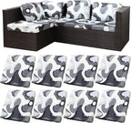 8Pcs Stretch Patio Cushion Covers,Outdoor Couch Covers Replacement,Outdoor Couch & Sofa Slipcovers,for Patio Furniture Cushion Covers,Washable Reusable urniture Protector(Black Camouflage,8PCS)