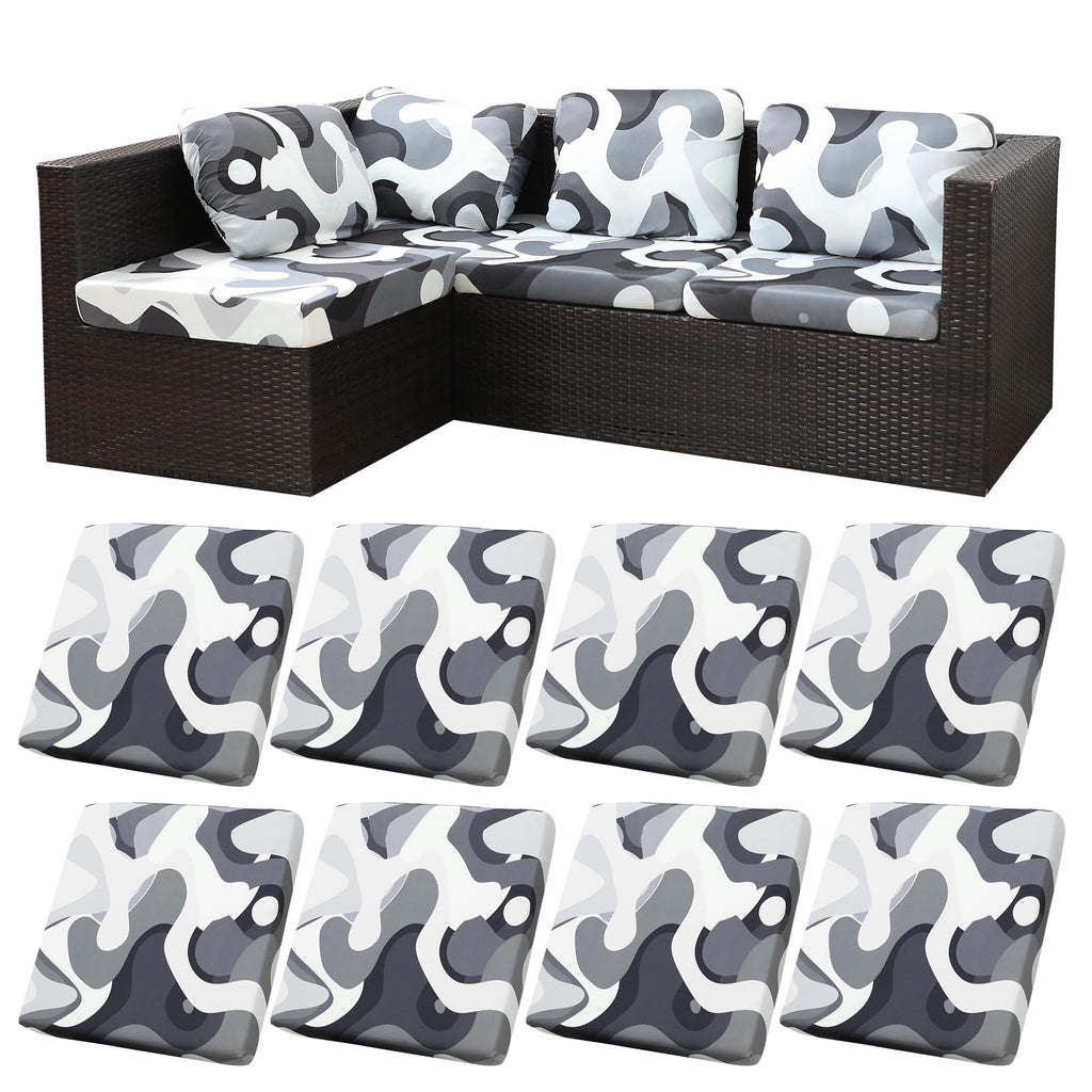 8 Piece Outdoor Cushion Covers, Patio Sofa Cushion Covers, Stretch Fit