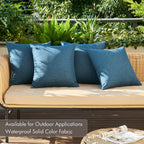 MIULEE Pack of 4 Decorative Outdoor Throw Pillow Covers Linen Waterproof Pillow Covers Summer Farmhouse Cushion Cases for Patio Garden Tent Balcony Couch Sofa 18x18 Inch Navy Blue