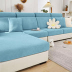 Sofa Covers Couch Covers for Sofa Pet Friendly Couch Cushion Covers Universal Sofa Covers Washable Stretch Slipcovers for Sectional Sofa (Texture Sea Blue, 2 Seats + Chaise Cover)