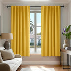Deconovo Blackout Curtains, Thermal Insulated, W52 x L45 2 Panels, Back Tab, Machine Washable, Room-Darkening Drapes for Bedroom/Living Room Mellow Yellow