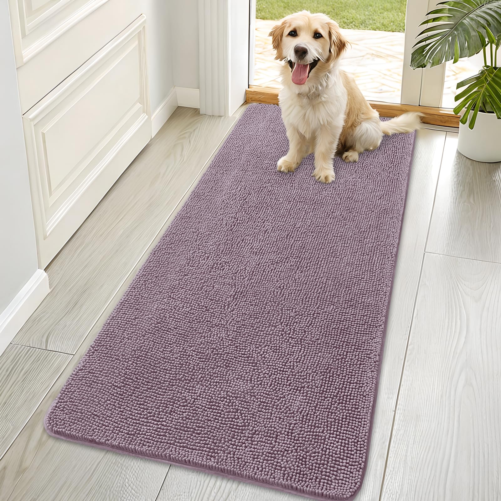 OLANLY Dog Door Mat for Muddy Paws 70x35, Super Absorbent Chenille Mud Mat