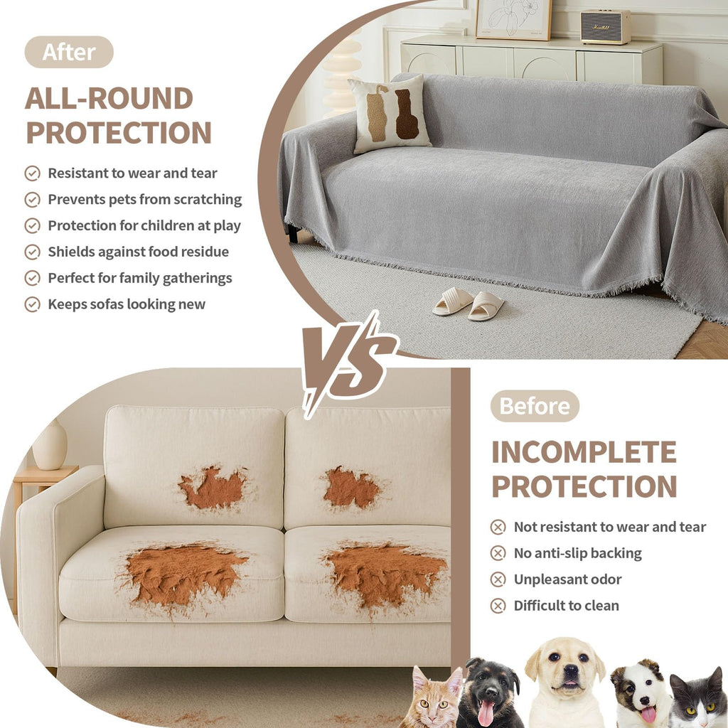 KaviKon Couch Cover for Sofa, Boho Sofa Covers Washable 4 Cushion for Dogs
