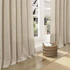 Eggshell Beige Linen Curtains for Living Room 98 Inches Long Light Filtering Semi Sheer Curtain Back Tab Rustic Farmhouse Decor Burlap Luxury Boho Drapes for Bedroom Dinner Room 52x98, 2 Panels