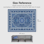Lofus 8x10 Area Rugs for Living Room, Machine Washable Non-Slip Area Rug, Low Pile Large Rugs for Bedroom, Kitchen, Dining Room, Home Office, Vintage Oriental Print Rug, Dark Blue with White