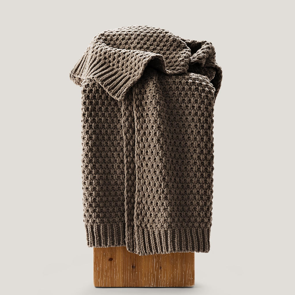 EVERGRACEHOME Chunky Chenille Knit Throw Blanket, 50 x 60, Mocha Brown