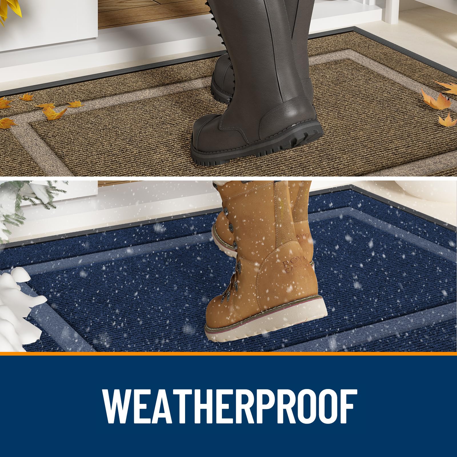 OLANLY Front Door Mat Outside 47x17, All-Season Heavy-Duty Rubber Doormat