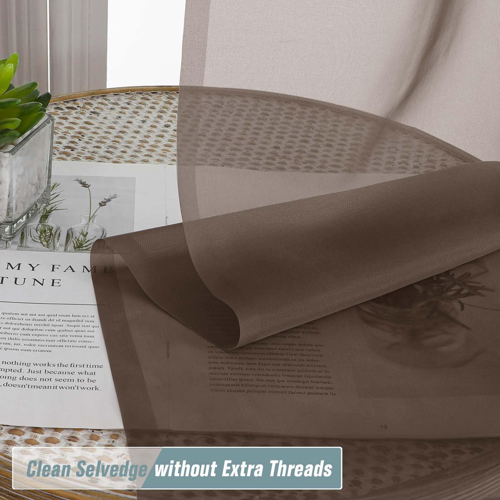 Ebesto Chocolate Sheer Curtains 90 Inches Long 2 Panels, Light Filtering Solid Sheer Curtains for Bedroom Living Room, Lightweight Window Voile Sheer Drapes, Dual Rod Pocket, 2x42Wx90L Inches