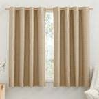 NICETOWN 100% Absolutely Blackout Linen Curtains with Thermal Insulated White Liner, Camel, 52" Wide by 48" Long, 2 Pieces, Linen Blend Window Drapes Privacy Window Treatments for Bedroom/Kids Room