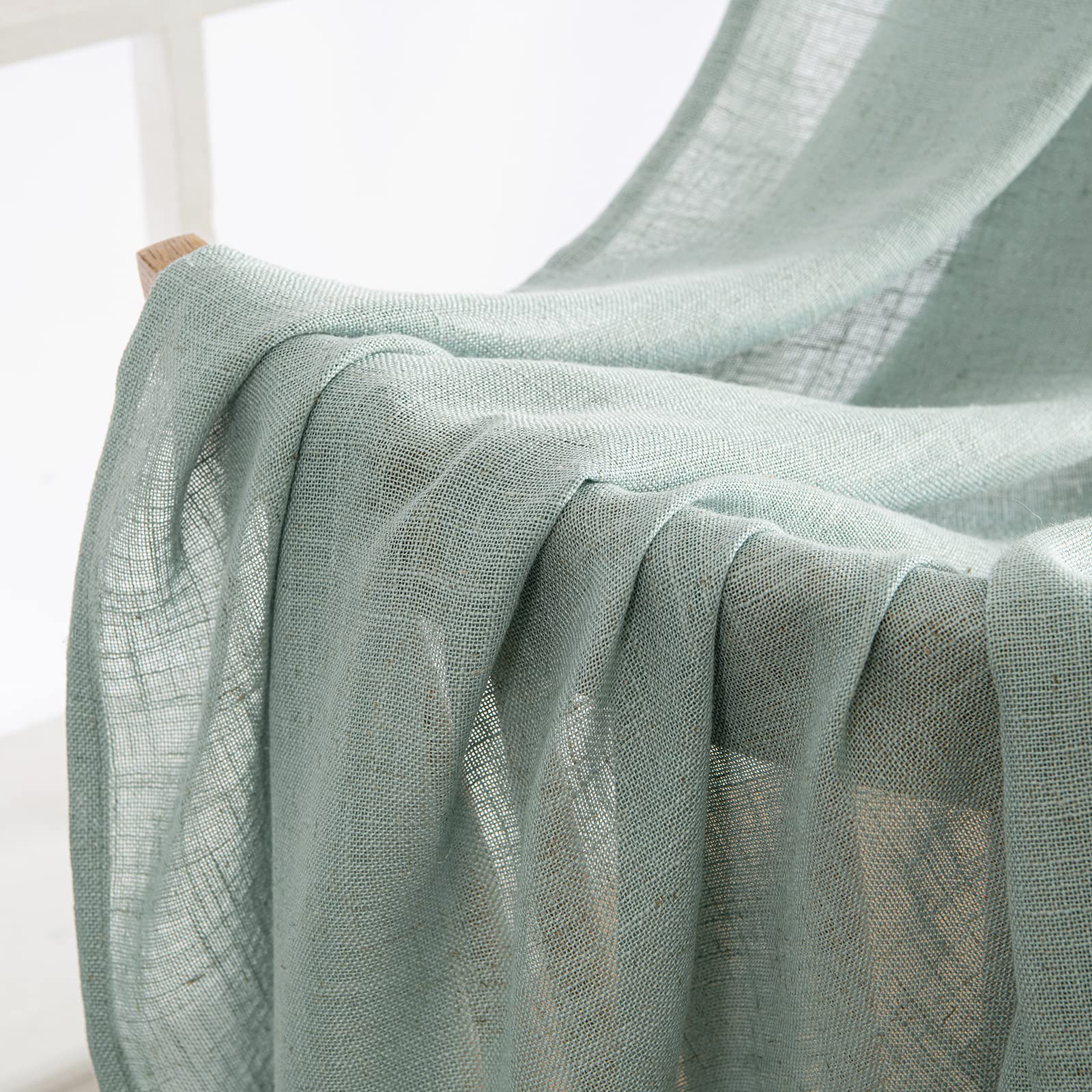 MIULEE Sea Green Linen Curtains 52x84 Inch for Bedroom Living Room 2 Panels