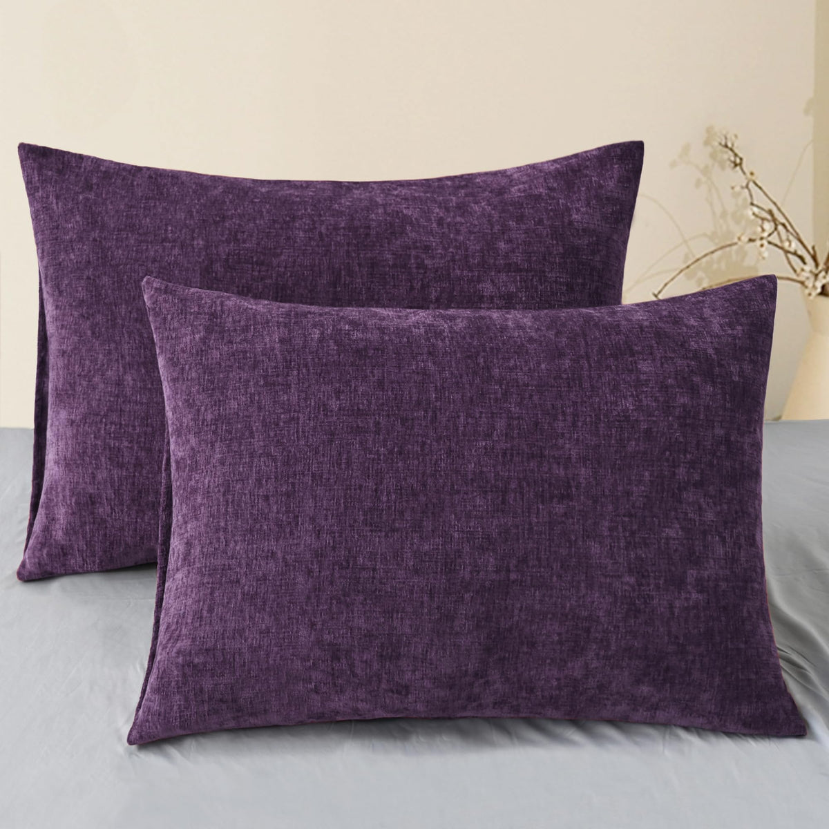 CaliTime Decorative Standard Throw Pillow Covers 26 X 20 Inches True White